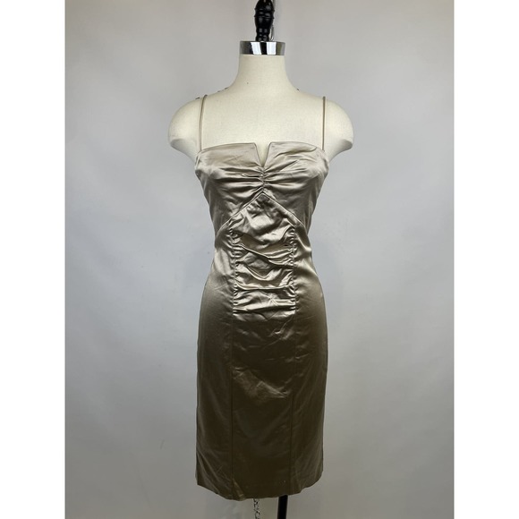 Vintage Nicole‎ Miller Satin Ruched Knee Length Dress Size 8 - Picture 1 of 16